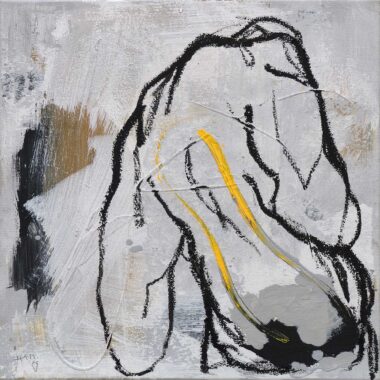 DER KÖRPER VERLÄSST DAS BILD - 2025, aus der Serie KÖRPERVERDICHUNG, Öl, Acryl auf Leinwand, 47 x 47 cm Mlenek Hannes