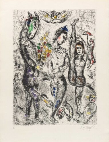 LE PIERROT - 1968, Farbradierung, Exemplar: 5/50, ca. 61 x 44 cm ( 75,1 x 57,5 cm), Cramer 34 Chagall Marc