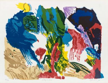 MAX WEILER, FARBIG DIE ERDE - 1991, Farblithographie, Ex.: 11/120, ca. 46 x 58,5 cm (49,9 x 64,8 cm) Weiler Max