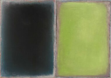 OHNE TITEL - 2022 (dunkelgrün-hellgrün), MT, Pigmente, Bienenwachs auf Papier auf Hartfaserplatte, 30 x 42 cm Suvat