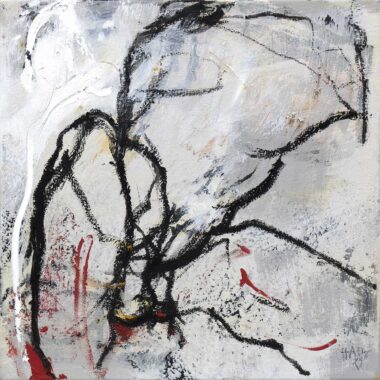 REAKTION NACH AUSSEN - 2025, aus der Serie KÖRPERVERDICHTUNG, Öl, Acryl auf Leinwand, 47 x 47 cm Mlenek Hannes