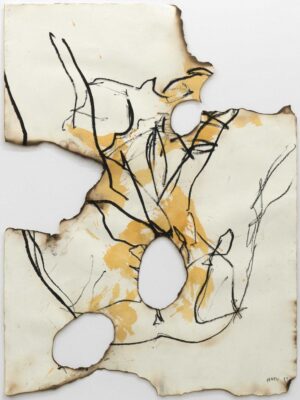 TAILLIERT - 2025, aus der Serie FEUER, DU HAST MIR DIE SEELE VERBRANNT, Öl, Acryl auf Kupferdruckpapier, 103 x 76 cm(125,5 x 96 cm) Mlenek Hannes