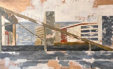 TOKYO TRAINLINE - 2025, Mischtechnik auf Holz, 75 x 120 cm Salzmann Nieves