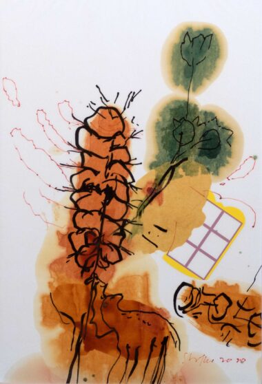 aus dem BERNSTEINZIMMER - 2020, Mischtechnik auf Papier, 47,5 x 32,2 cm Stifter Wolfgang