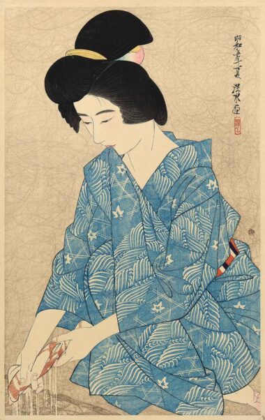 ITO SHINSUI, NACH DEM BAD - 1930, Japanischer Farbholzschnitt, 43 x 27,3 cm Shinsui Ito