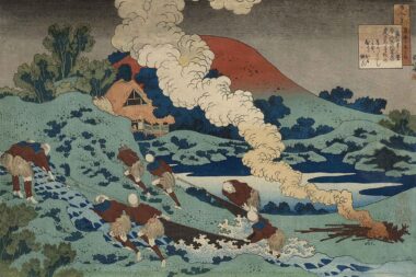 aus '100 Gedichte von der Amme erklärt' - um 1830, Japanischer Farbholzschnitt, 24,7 x 37,3 cm Hokusai Katsushika