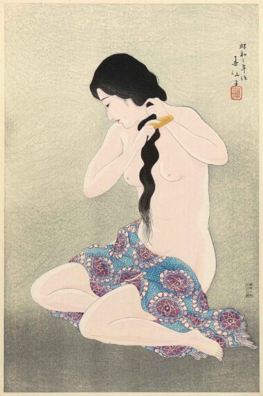 NATORI SHUNSEN, AKT - 1928, Japanischer Farbholzschnitt, 39,7 x 26,3 cm Shunsen Natori