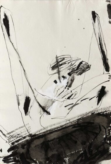 NR. 2 DIVERTIMENTO, IM FLUSS - 2005, Tusche auf Papier, ca. 105 x 71 cm Skrička Ernst