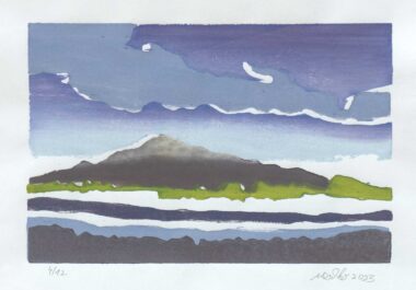 WOLKENBERG 5 - 2023, Farbholzschnitt, 19,8 x 29,6 cm (32,8 x 44 cm) Richter Wolfgang