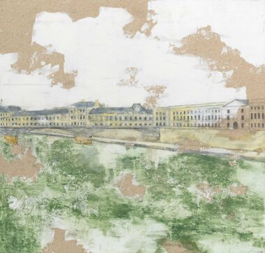 LOUVRE - 2025, Mischtechnik auf Holz, 65 x 68,3 cm Salzmann Nieves