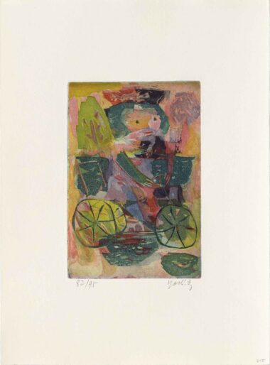 MÄDCHEN AUF DEM DREIRAD - 1997, Farbradierung, 21,2 x 15,4 cm (44,3 x 33 cm) Takahashi Yoshi