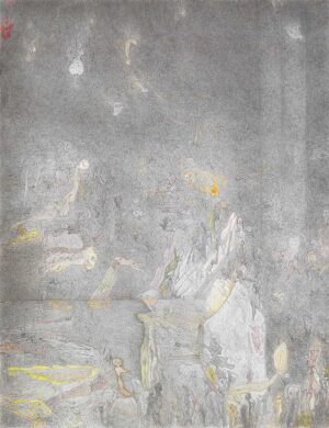 OHNE TITEL - 2016, Blei-, Bunt-, Silberstift auf Papier, 65 x 50 cm Waske Felix