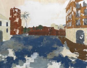 ROMA BLU II - 2025, Mischtechnik auf Holz, 69 x 88 cm Salzmann Nieves