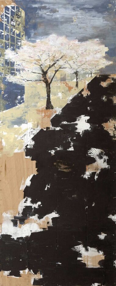 SAKURA - 2025, Mischtechnik auf Holz, 185,8 x 76 cm Salzmann Nieves