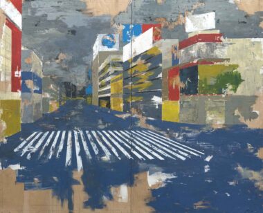 SHIBUYA LA NUIT - 2025, Diptychon, Mischtechnik auf Holz, gesamt 123,4 x 151,5 cm Salzmann Nieves