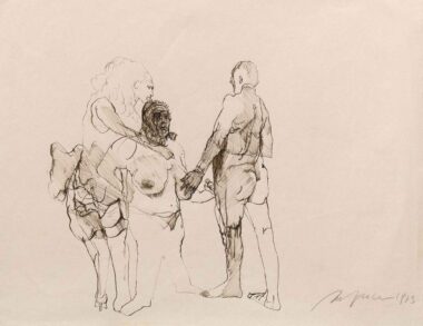 ZU DRITT - 1973, Tusche auf Bütten, 48,3 x 62,3 cm Hrdlicka Alfred