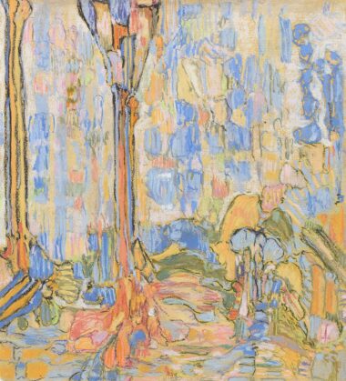 DIE RIEDLHARFE - Kew 1974, Entwurf für einen Gobelin, Zauberflötenprojekt, Pastell auf Papier, 36,5 x 33,2 cm, FD 74003 Danielis Friedrich