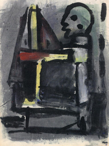 KNABE MIT SEGELSCHIFF - 1979, Gouache auf Papier, 62,7 x 47,3 cm Anzinger Siegfried