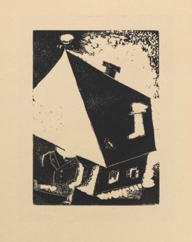 DAS HAUS (Der Stiefel am Dach) - 1922/23, Holzschnitt, 28,1 x 20,3 cm (47,5 x 33 cm) Chagall Marc
