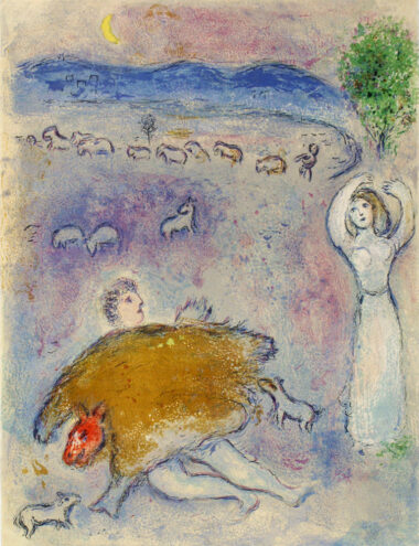 DORKONS LIST - 1961, aus "Daphnis und Chloe", Farblithographie, 42 x 31,9 cm, Mourlot 317 Chagall Marc