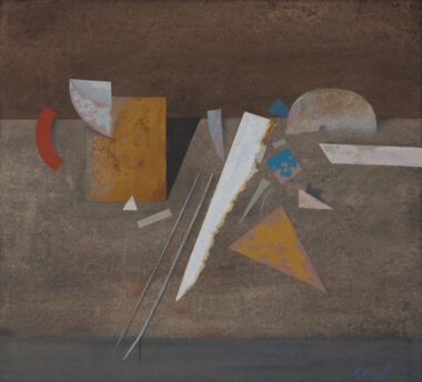 STILLLEBEN - um 1980, Gouache, Collage auf Papier, ca. 15 x 16 cm Korab Karl