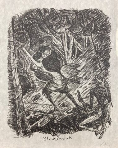 GLOCKENSPUK, Lithographie, 37,5 x 30,5 cm Kubin Alfred