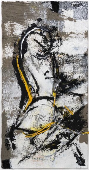 HANNES MLENEK, ZWISCHENWESEN - 2025, Öl, Acryl auf Bütten, 81 x 42,5 cm Mlenek Hannes