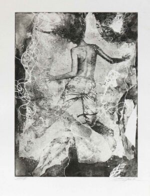 LUFTSPRUNG - 2022, Aquatintaradierung, 39,5 x 29,6 cm (56,1 x 38,7 cm) Gruber Edith