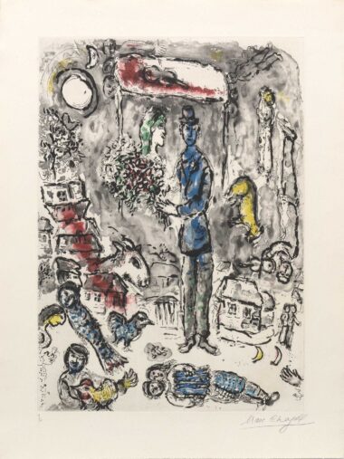 MARC CHAGALL, DIE HOCHZEIT - 1968, Radierung mit Aquatinta, Exemplar: 9/50, 61,3 x 43,7 cm (75,6 x 57,4 cm), Cramer 32 Chagall Marc