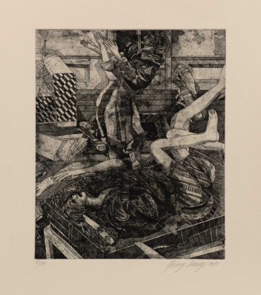 NACH DEM FEST - 1981, Radierung, Exemplar: 48/75, 36,5 x 30 cm (64,5 x 49,4 cm) Stangl Heinz