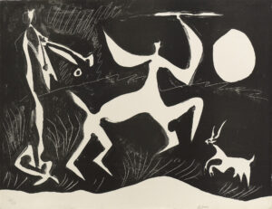 PABLO PICASSO, CENTAURE DANSANT, FOND NOIR - 1948, Lithographie, Exemplar: 49/50, ca 50 x 65 cm, Bloch 573 Picasso Pablo