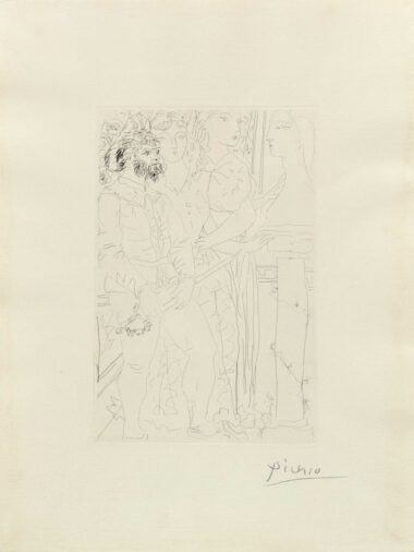 TROIS ACTEURS - 1933, aus "Suite A. Vollard", Radierung, 27,5 x 18,2 cm (44 x 34 cm), Bloch 145 Picasso Pablo