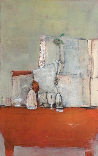 AN DER WAND - 2026, Öl auf Leinwand, 130 x 81 cm Bottet Nicole