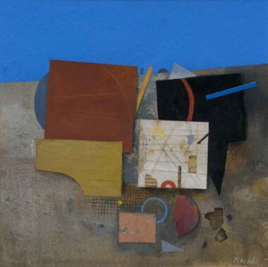 DÄCHER - 2025, Gouache, Collage auf Papier, 29 x 29 cm Korab Karl