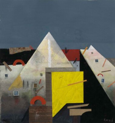 GROSSE GIEBEL - 2025, Gouache, Collage auf Papier, ca. 31 x 29 cm Korab Karl