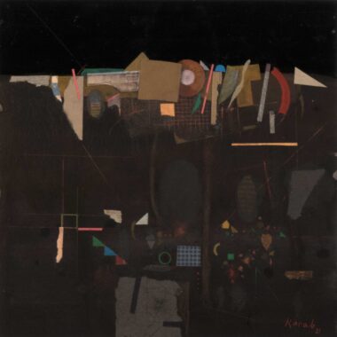 HORIZONT SCHWARZ - 2021, Gouache, Collage auf Bütten, 33 x 33 cm Korab Karl