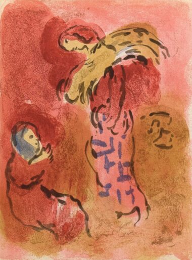 ÄHRENLESERIN RUTH - 1960, aus "ILLUSTRATIONEN FÜR DIE BIBEL", Farblithographie, ca. 35,5 x 26,5 cm, Mourlot 246 Chagall Marc