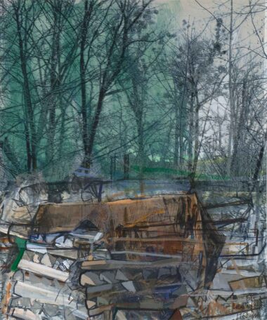 BRENNHOLZ - 2025, Mischtechnik auf Aquarellkarton, 48 x 40 cm, Werknummer 25009 Staufner Martin
