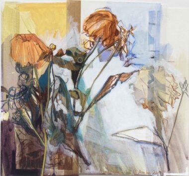 PFINGSTROSEN IM JULI - 2021, Mischtechnik auf Aquarellkarton, 36 x 39 cm, Werknummer 21017 Staufner Martin