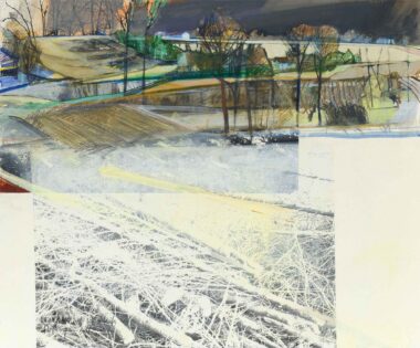 HAUSRUCKVIERTEL - BORKENKÄFER - 2024, Mischtechnik auf Aquarellkarton, 48 x 58 cm, Werknummer 24012 Staufner Martin
