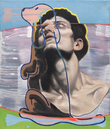 DACKELGESICHT (NACH CARAVAGGIO) - 2025, Acryl auf Leinwand, 70 x 60 cm Praska Martin
