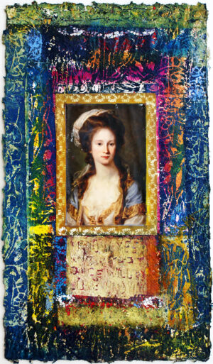 OHNE TITEL - 2016, Holzschnitt, Collage auf Nepalpapier, 88 x 51 cm Mayrhofer Christa
