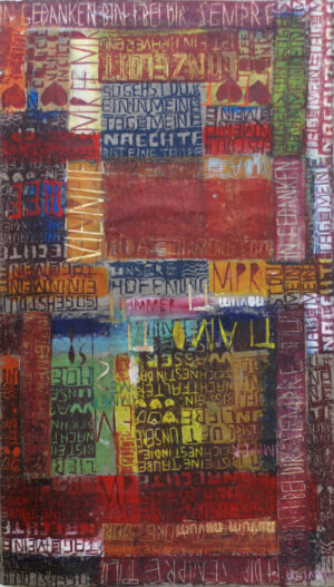 OHNE TITEL - 2015, Holzschnitt auf Nepalpapier, 175 x 100 cm Mayrhofer Christa