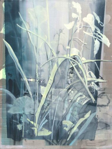 aus der Serie BLATTWERK - 2020, Gouache, Acryl auf Leinwand 80 x 60 cm Wagner Eva