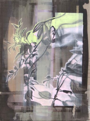 aus der Serie BLATTWERK - 2020, Gouache, Acryl auf Leinwand, 80 x 60 cm Wagner Eva