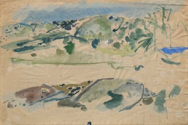 HÜGEL AUF PAG - 1997, Aquarell, Kohle auf Papier, ca. 55,5 x 81 cm Gradischnig Ernst