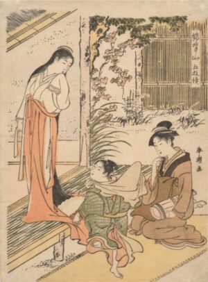 KATSUKAWA SHUNCHO, FOLGE VON 5 BILDERN - um 1785 - 1790, Japanischer Farbholzschnitt, ca. 26,5 x 19,6 cm Shuncho Katsukawa