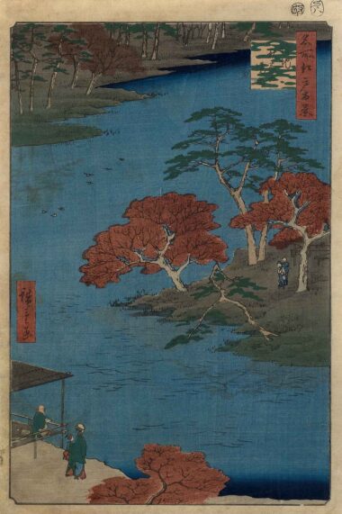 UTAGAWA HIROSHIGE, INNENBEREICH DES AKIBI-SCHREINS - 1857, aus "100 berühmte Ansichten von Edo", Japanischer Farbholzschnitt, 36,2 x 24 cm Hiroshige Utagawa