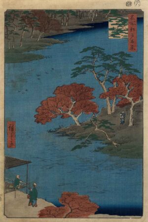 UTAGAWA HIROSHIGE, INNENBEREICH DES AKIBI-SCHREINS - 1857, aus "100 berühmte Ansichten von Edo", Japanischer Farbholzschnitt, 36,2 x 24 cm Hiroshige Utagawa