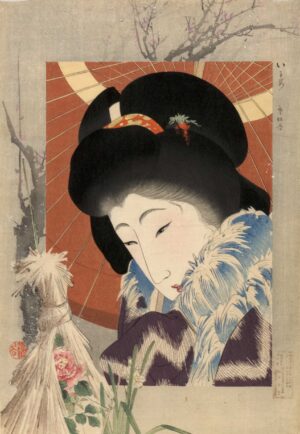 YAMAMOTO SHOUN, MODE IN HEUTIGER ZEIT - 1909, Japanischer Farbholzschnitt, ca. 37 x 25,6 cm Shoun Yamamoto